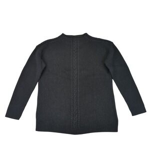 Talbots Womens Medium Black Lambswool Blend Cable Knit Sweater Pullover New Tags